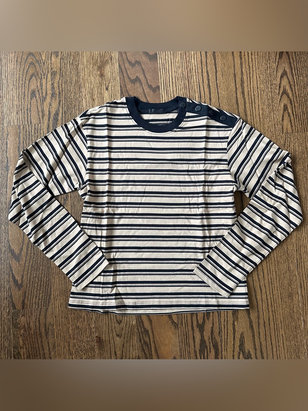 ATM Long Sleeve Tan & Brown Striped Pima Cotton Boy Tee, NWT